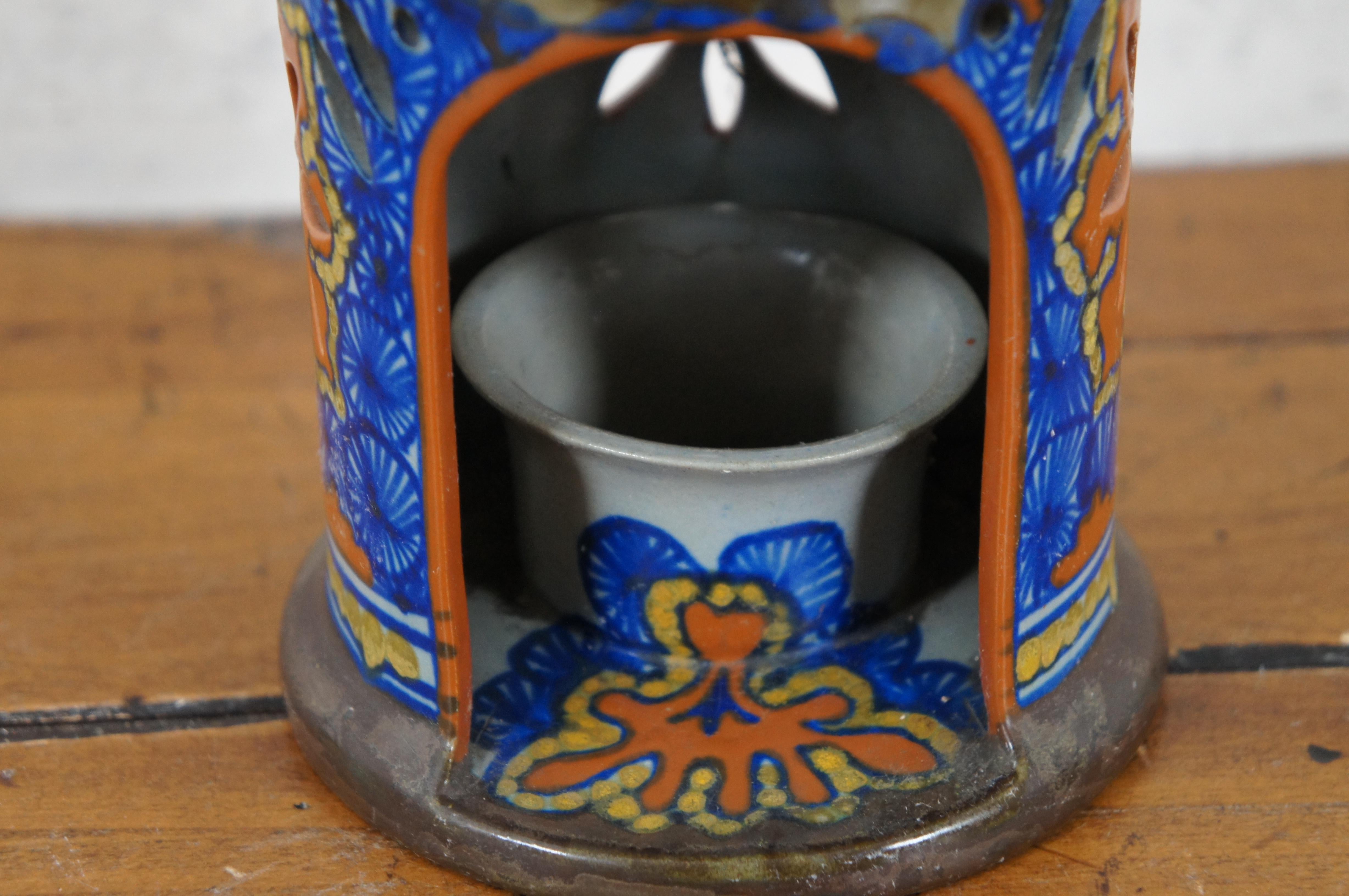 Antike Art Deco Niederländische Gouda a Jour Keramik-Nachtlicht-Kerzenleuchter-Laterne Votive 9