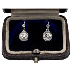 Vintage Art Deco earrings with diamonds, France, 1930s.