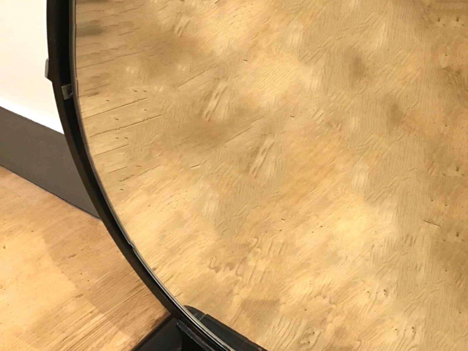 Antique Art Deco Ebonised Round Table Top Mirror For Sale 3