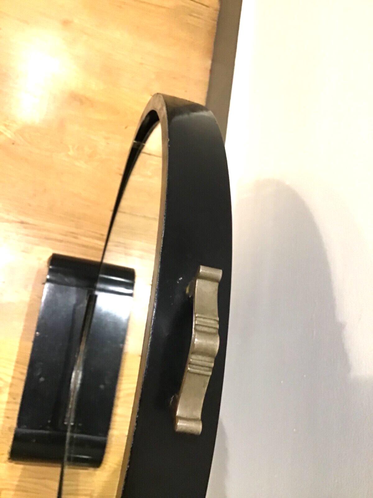 Ebonized Antique Art Deco Ebonised Round Table Top Mirror For Sale