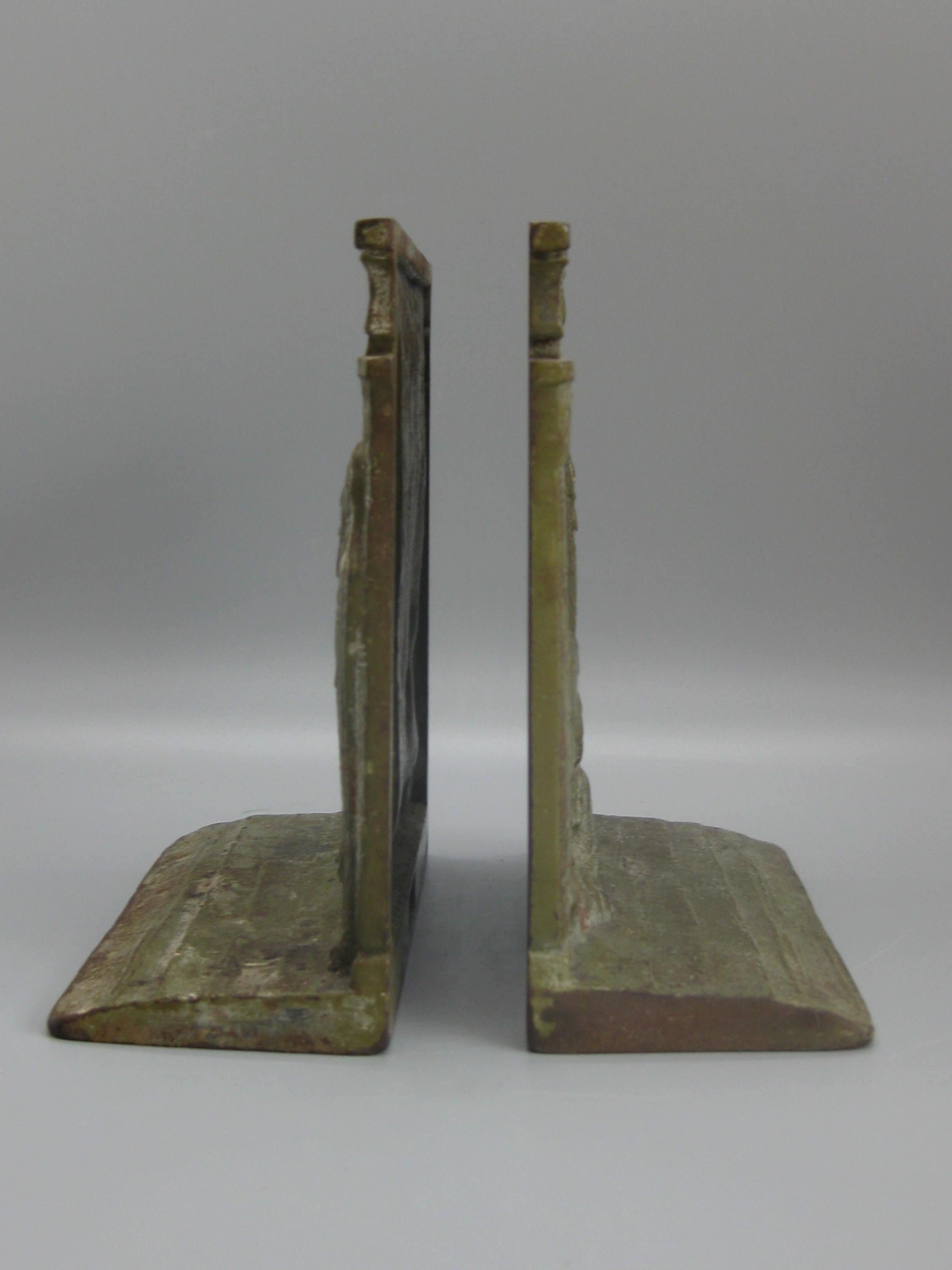 Antique Art Deco Egyptian Revival Judd #9900 Embossed Sphinx Cast Iron Bookends For Sale 8