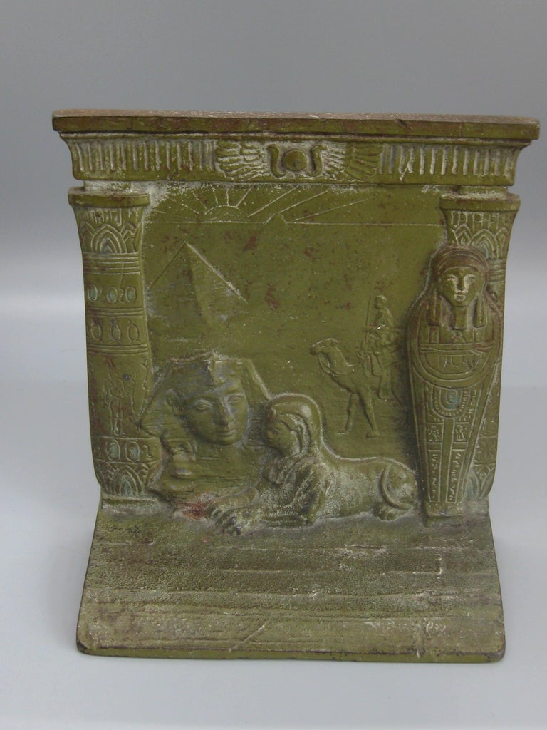 Antique Art Deco Egyptian Revival Judd 9900 Embossed Sphinx Cast Iron