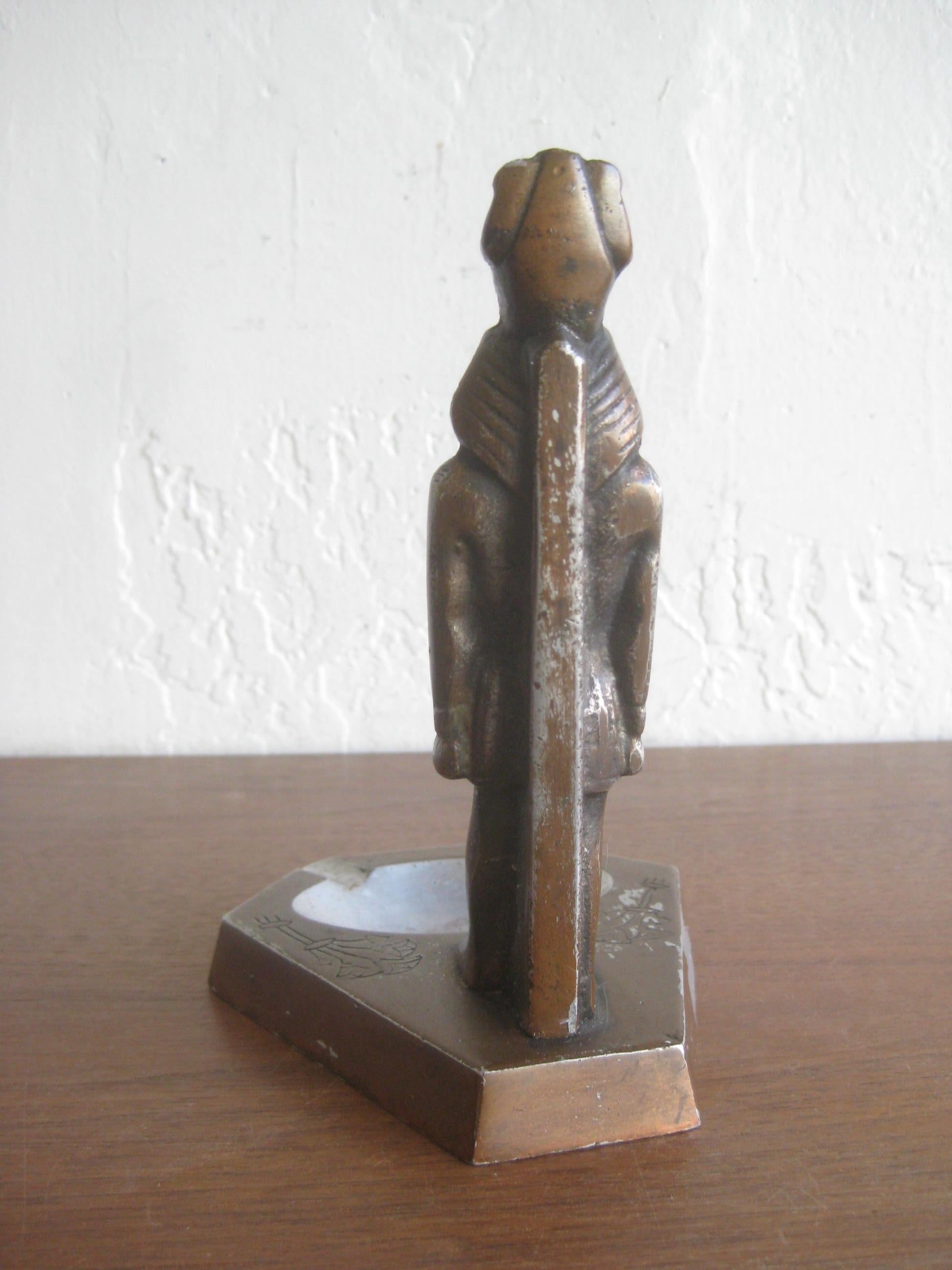 Antique Art Deco Egyptian Revival Pharaoh Figural Aluminum Statue Ashtray 5
