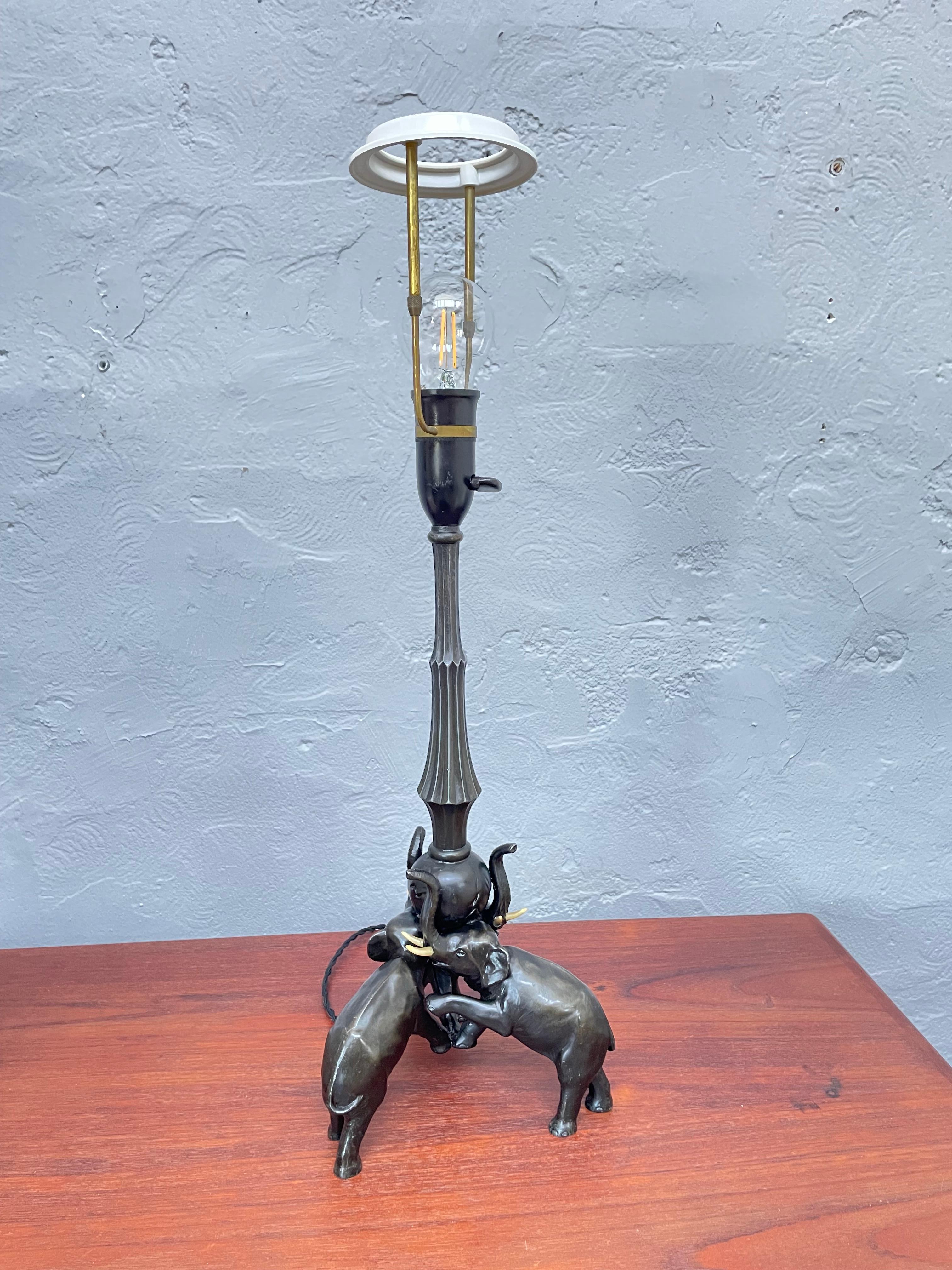 Danish Antique Art Deco Elephant Table lamp By Voss Of Frederick’s Denmark  For Sale