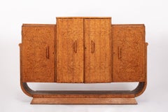 Ancienne armoire de bar ou buffet Art Déco en bois d'orme des années 1930