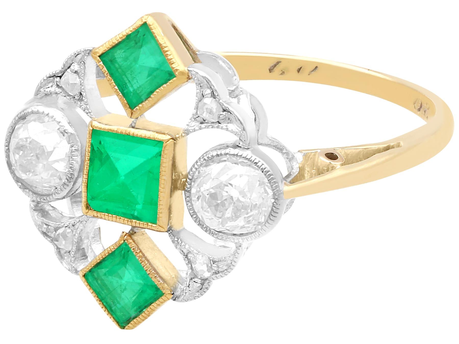 antique art deco emerald and diamond ring