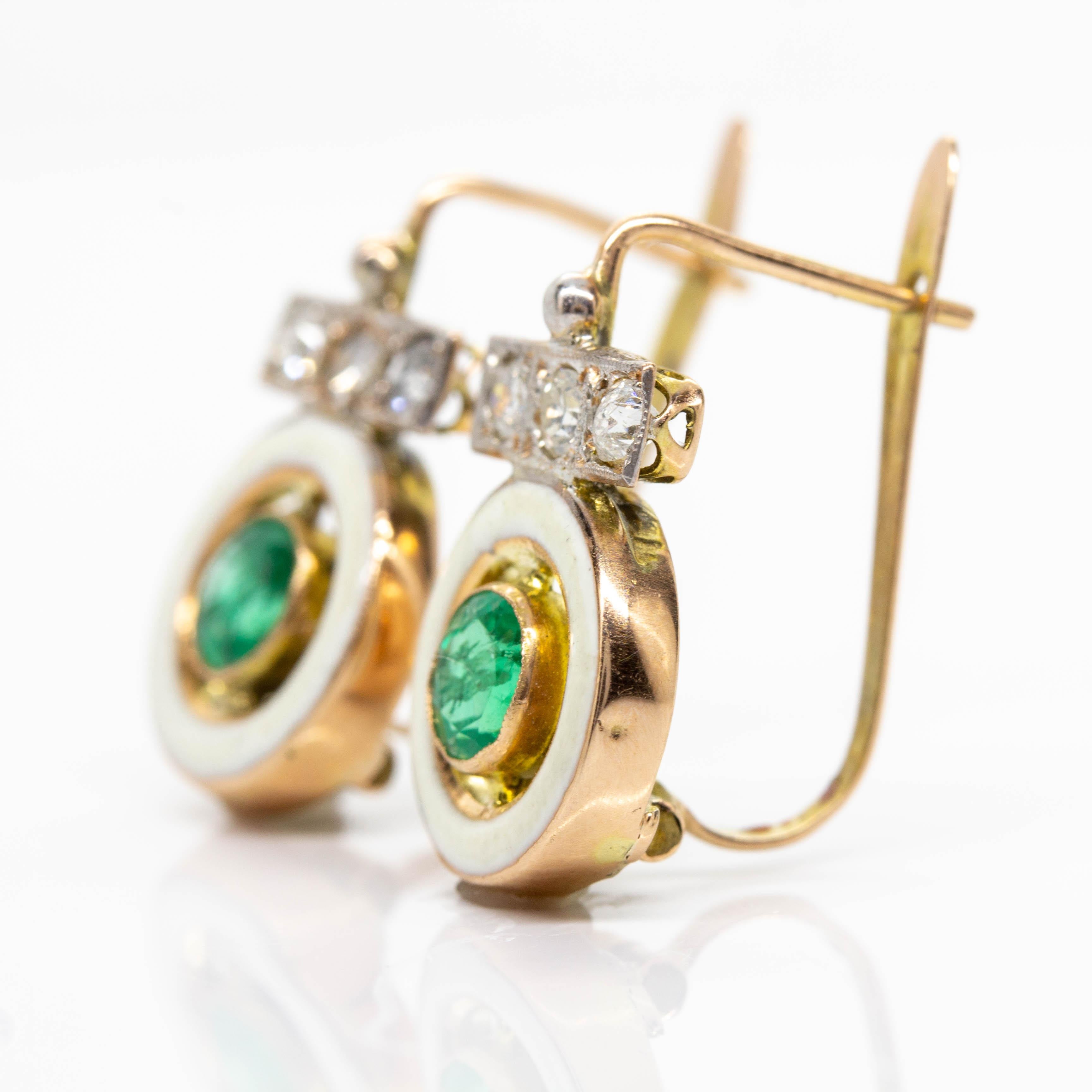 enamel emerald earrings