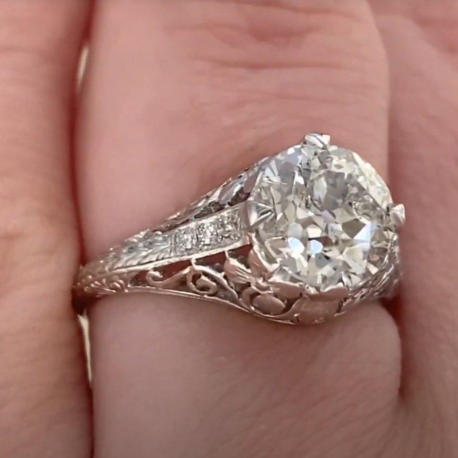 Anillo de compromiso antiguo Art Decó (aprox. 2,00 quilates), diamante talla europea antiguo en Excelente estado para la venta en New York, NY