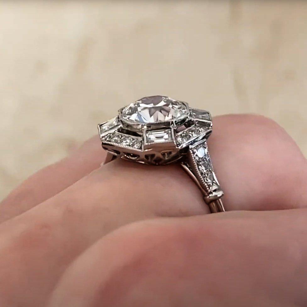 Women's Antique Art Deco Engagement Ring, (Approx. 2.00-Carats) Old European Cut Diamond For Sale