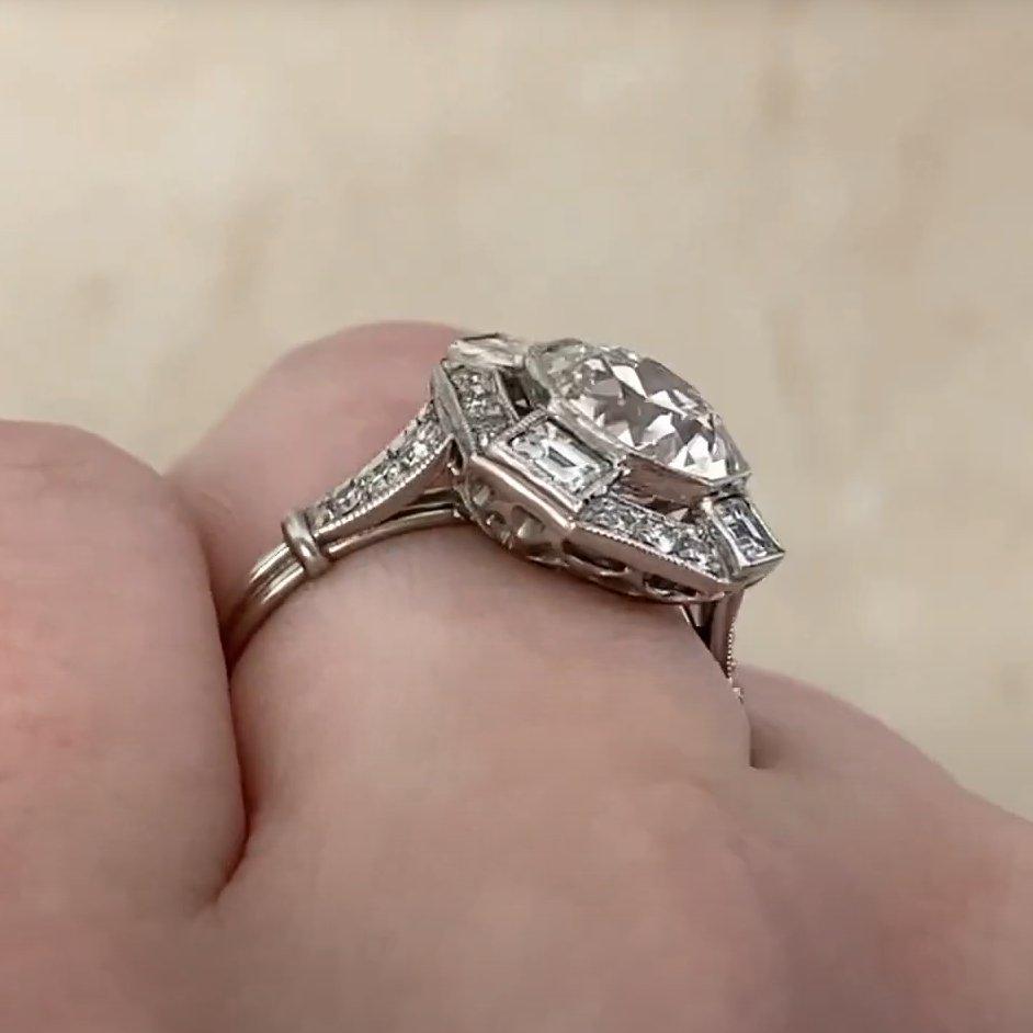 Women's Antique Art Deco Engagement Ring, (Approx. 2.00-Carats) Old European Cut Diamond For Sale
