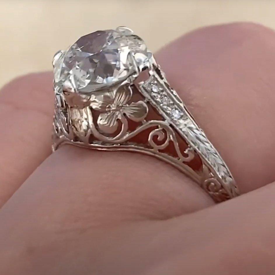 Anillo de compromiso antiguo Art Decó (aprox. 2,00 quilates), diamante talla europea antiguo en venta 1