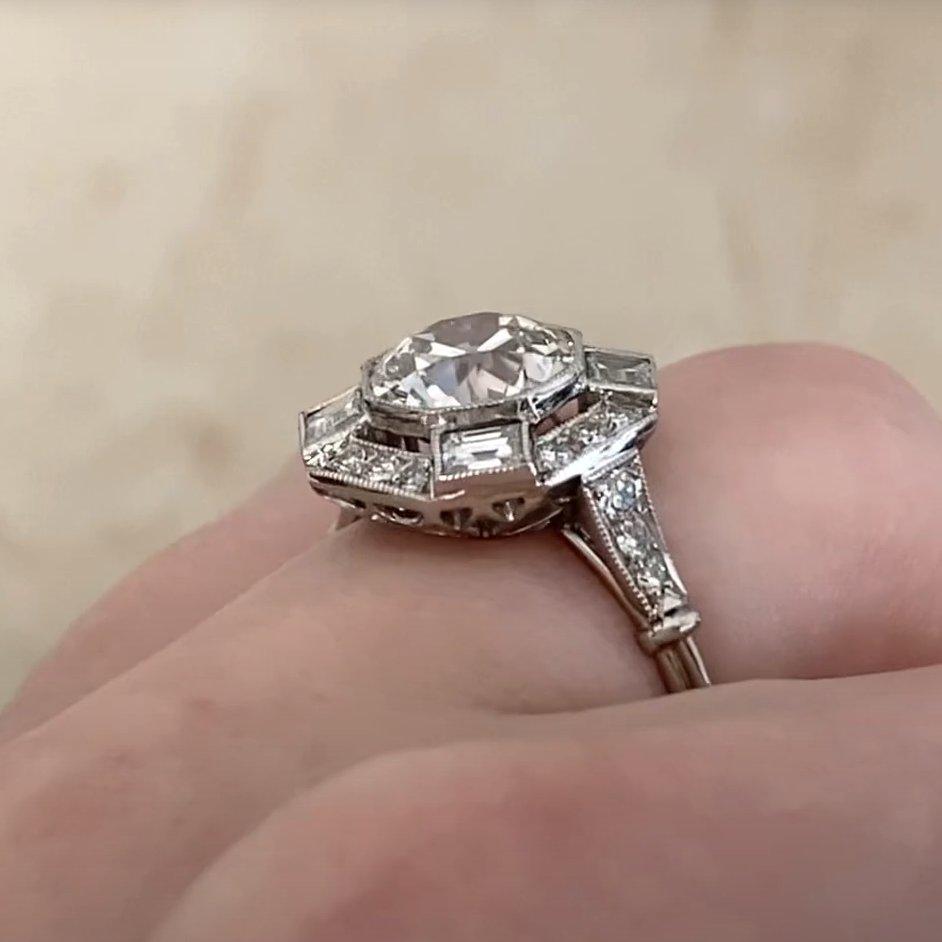 Antique Art Deco Engagement Ring, (Approx. 2.00-Carats) Old European Cut Diamond For Sale 2