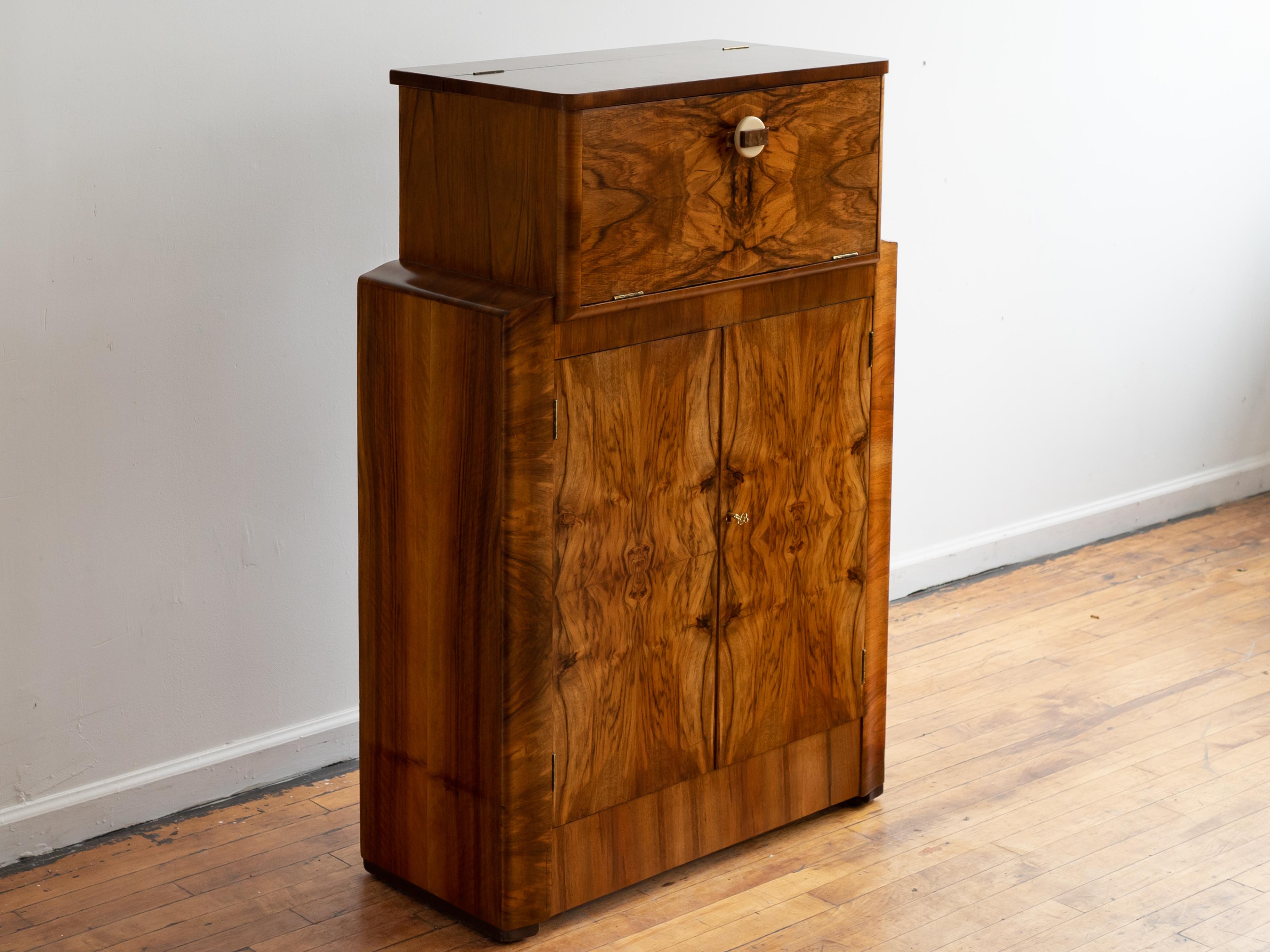 British Antique Art Deco English Rosewood Dry Bar Cabinet