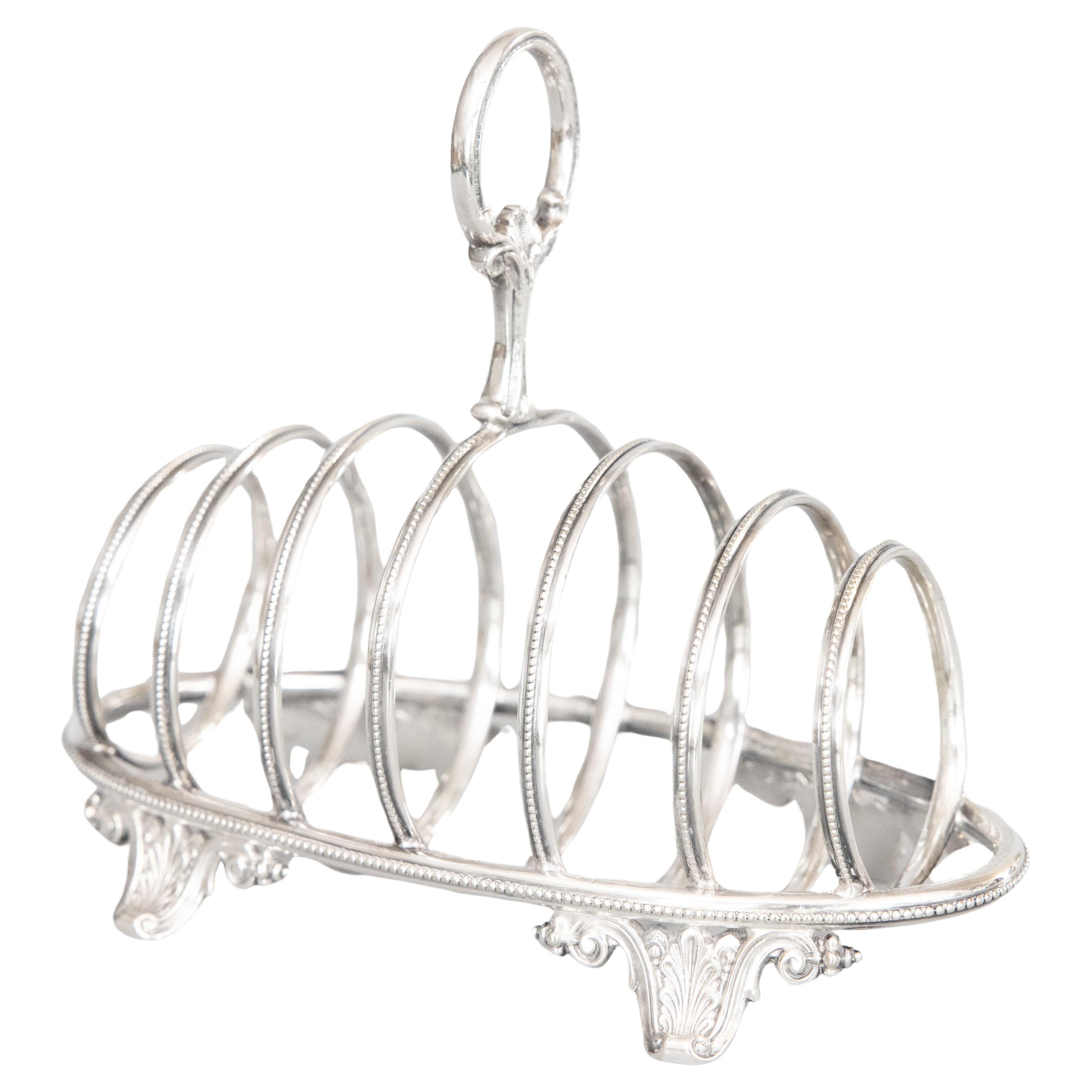 Antike Art Deco English Silver Plate Toast Rack, um 1900 im Angebot