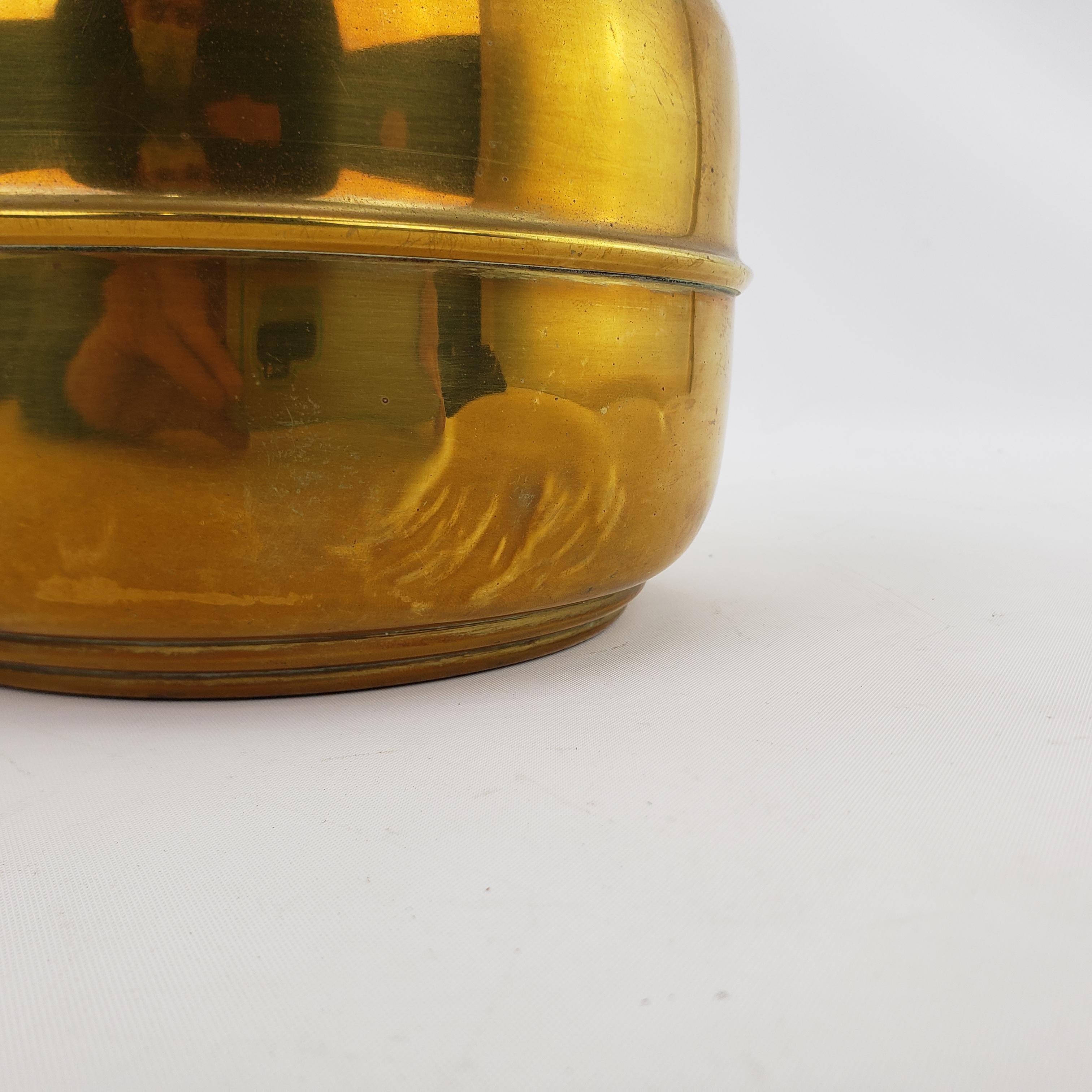 Antique Art Deco English Solid Brass Ice Bucket with Figural Rearing Lion Finial For Sale 8