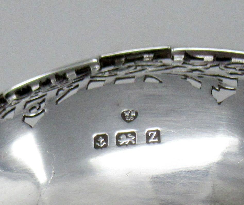 Antike englische Obstschale aus Sterlingsilber mit geschliffenem Kristall im Art déco-Stil 1924 im Angebot 3