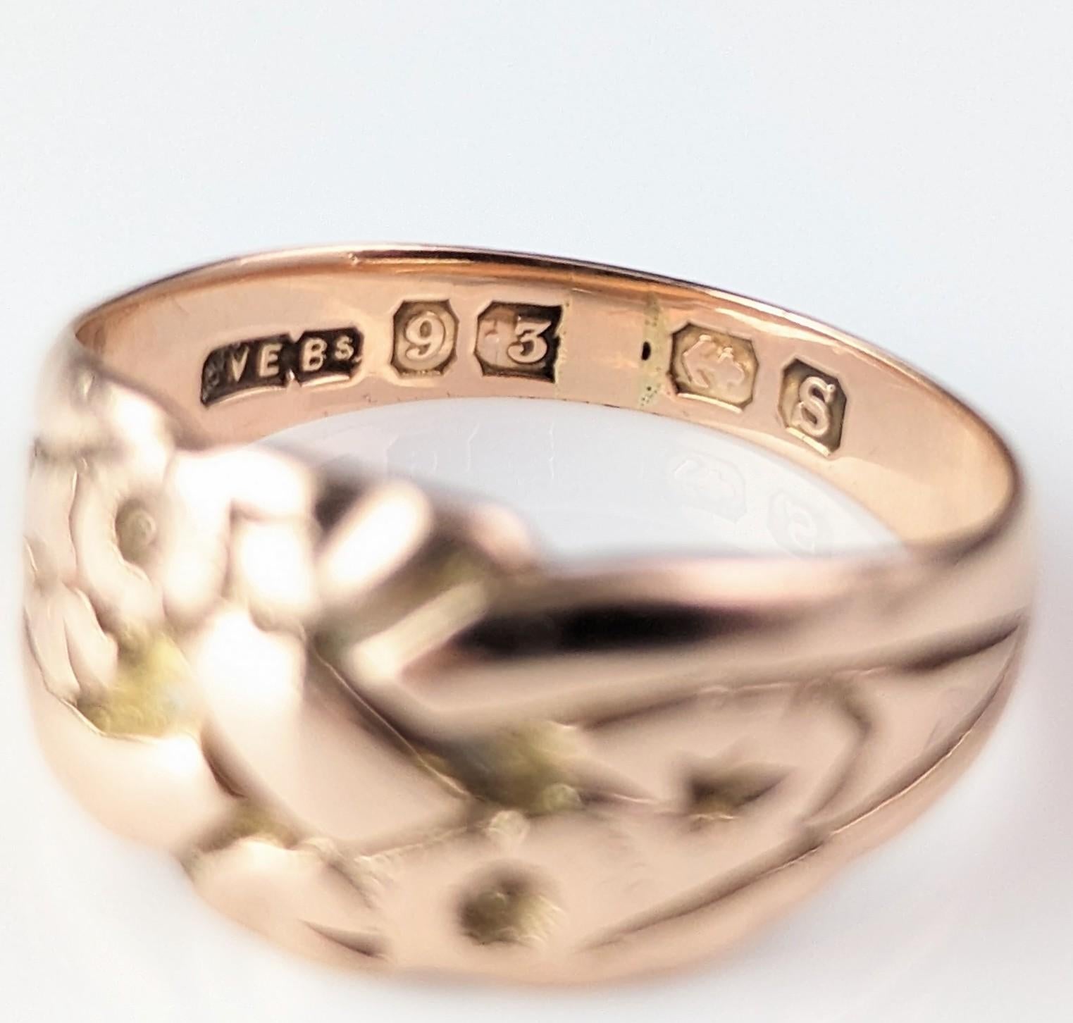 Antique Art Deco engraved band ring, 9k rose gold  7
