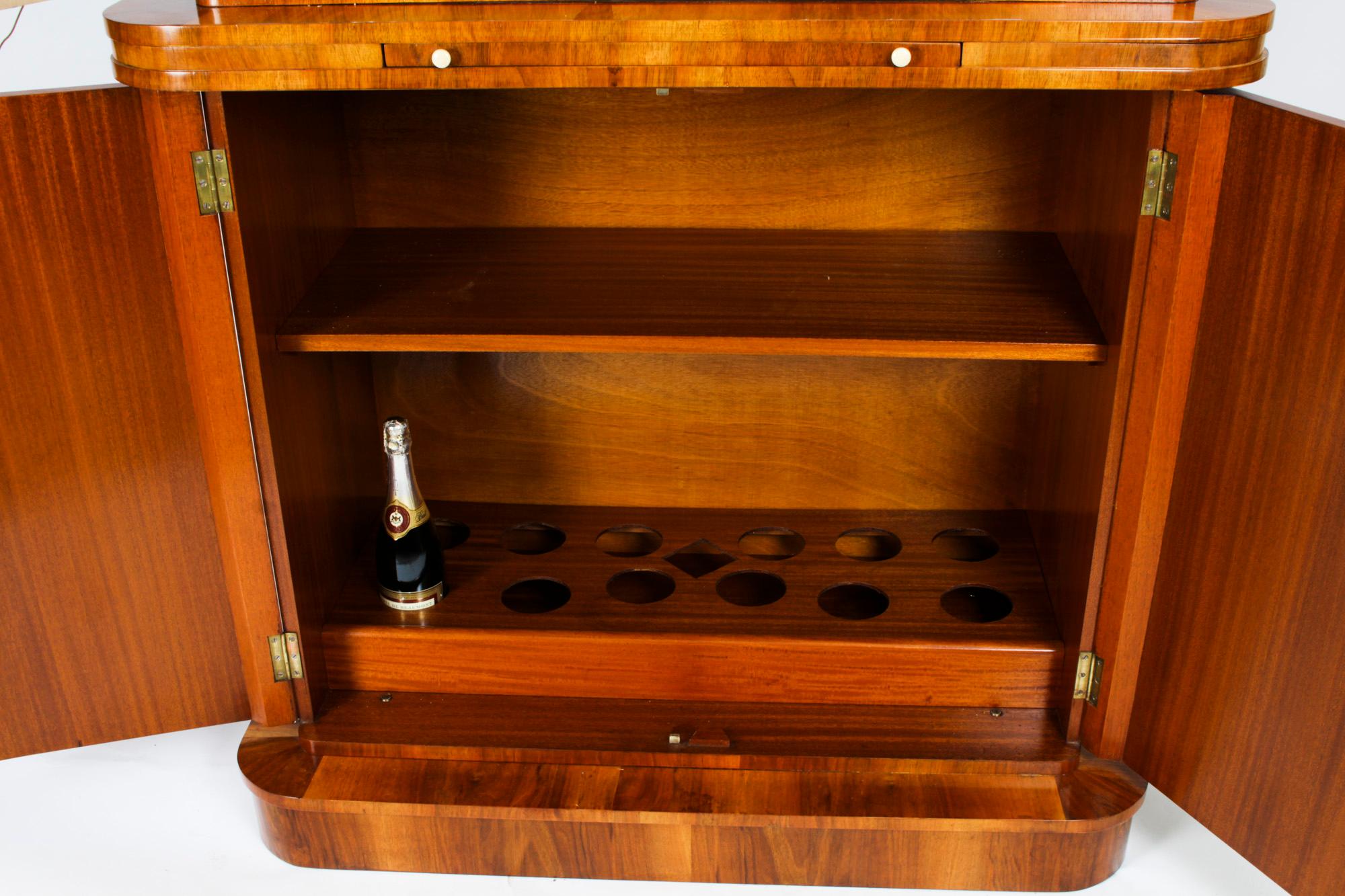 Antique Art Deco Epstein Burr Walnut Cocktail Cabinet Dry Bar 1920s 9