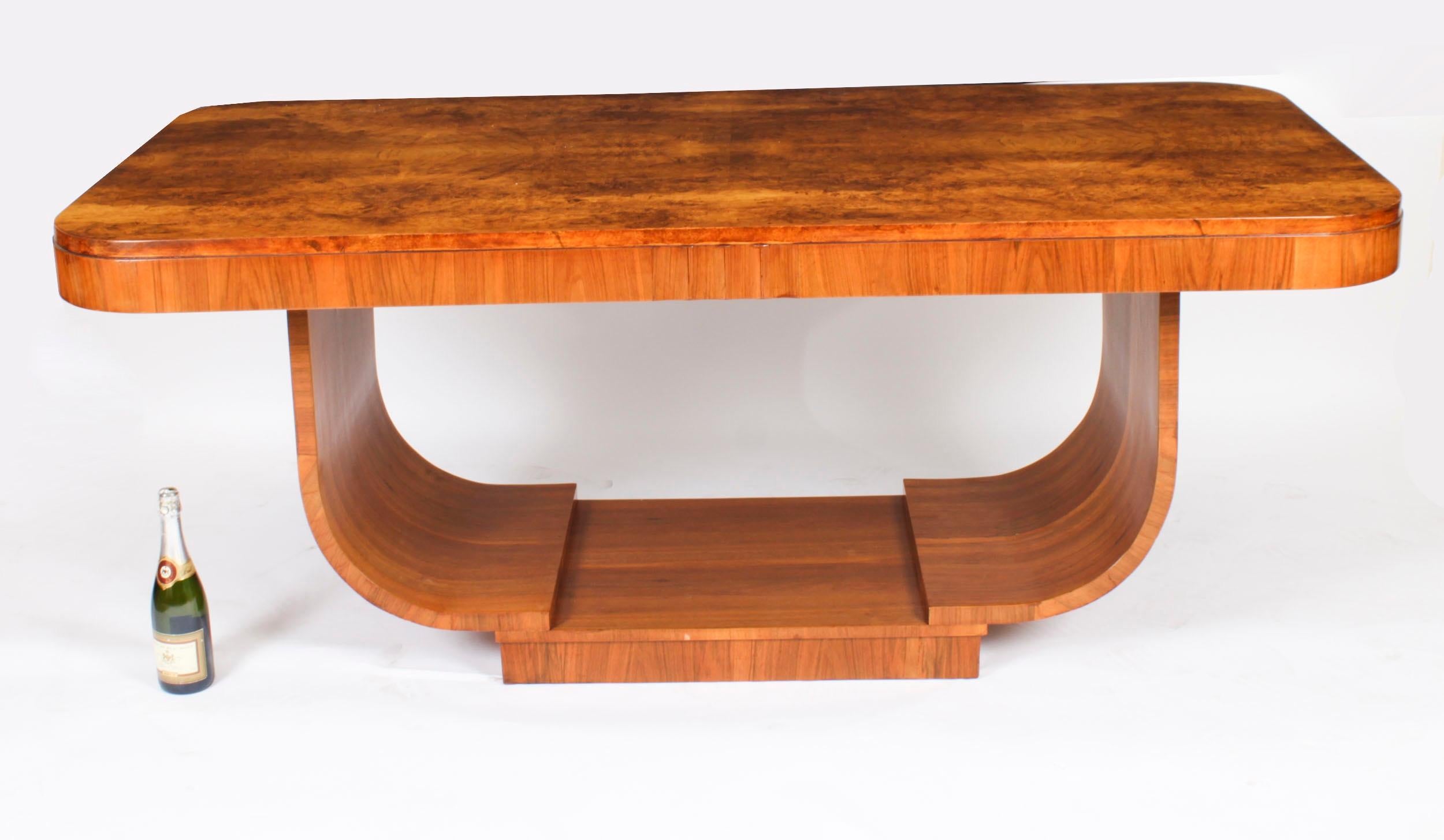 Antiker Art Deco Epstein Gratnuss Esstisch C1930 im Angebot 5