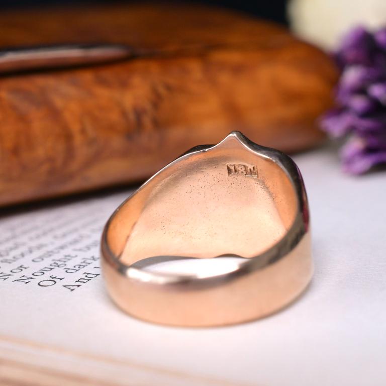 Women's or Men's Antique Art Deco Era 18ct Rose Gold Heraldic Eagle Intaglio Ring Circa 1930’s