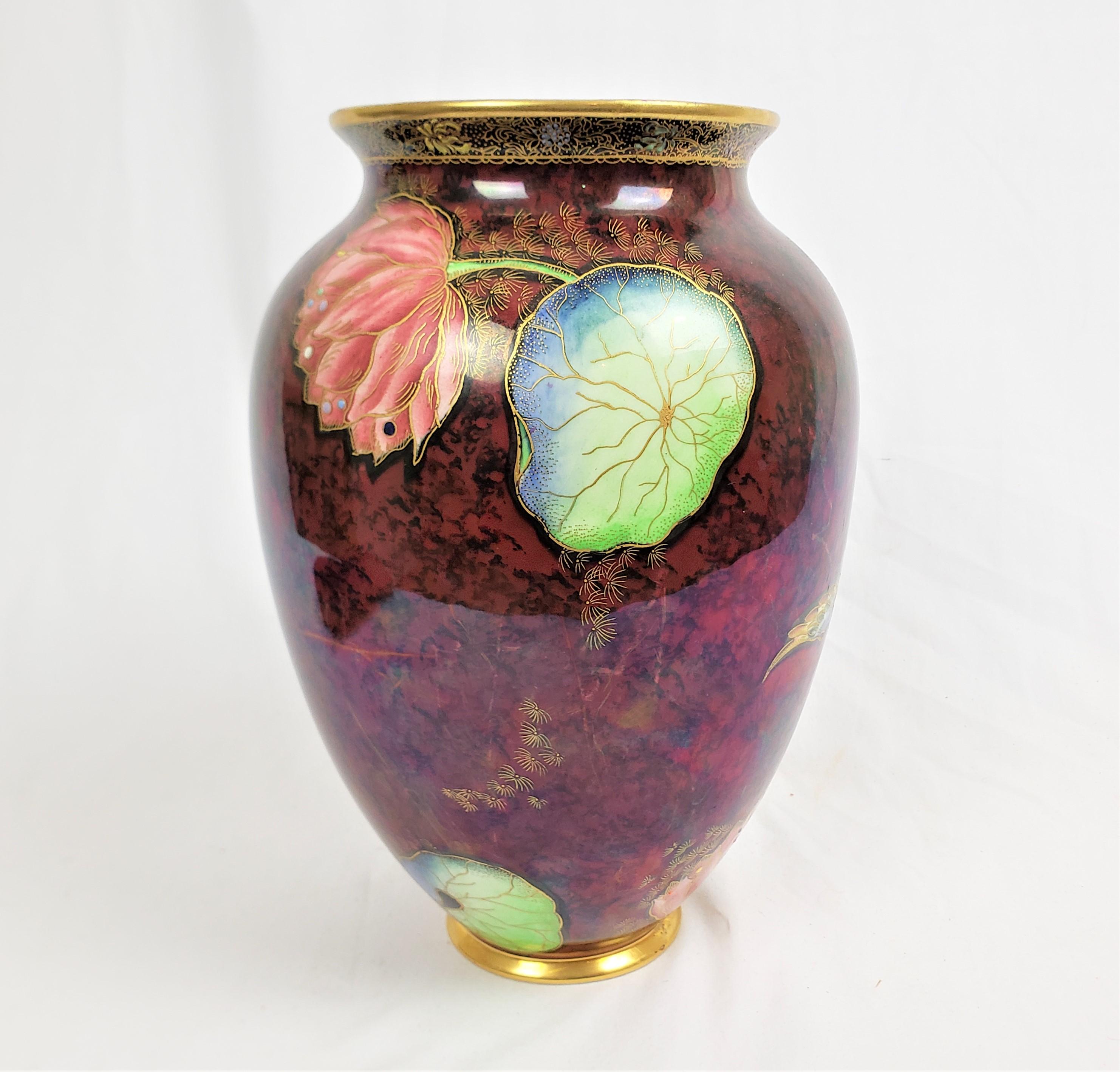 Antique Art Deco Era Carlton Ware Vase with Asian Inspired Decoration 2