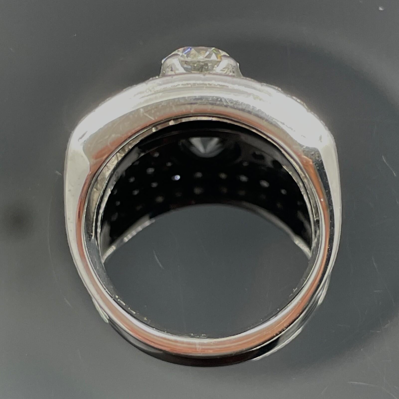 Antike Art Deco Europäischer Schliff Diamant 1,85ctw Breites Band 14k Weißgold für Damen oder Herren im Angebot