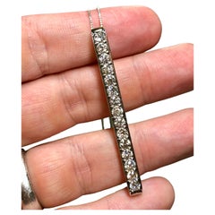Antique Art Deco European Cut Diamond Bar Pendant Necklace 2.55cttw 18” F Vs