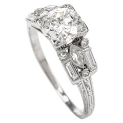 Antique Art Deco European Cut Diamond Platinum Engagement Ring Antique Art Deco European Cut Diamond Platinum Engagement Ring