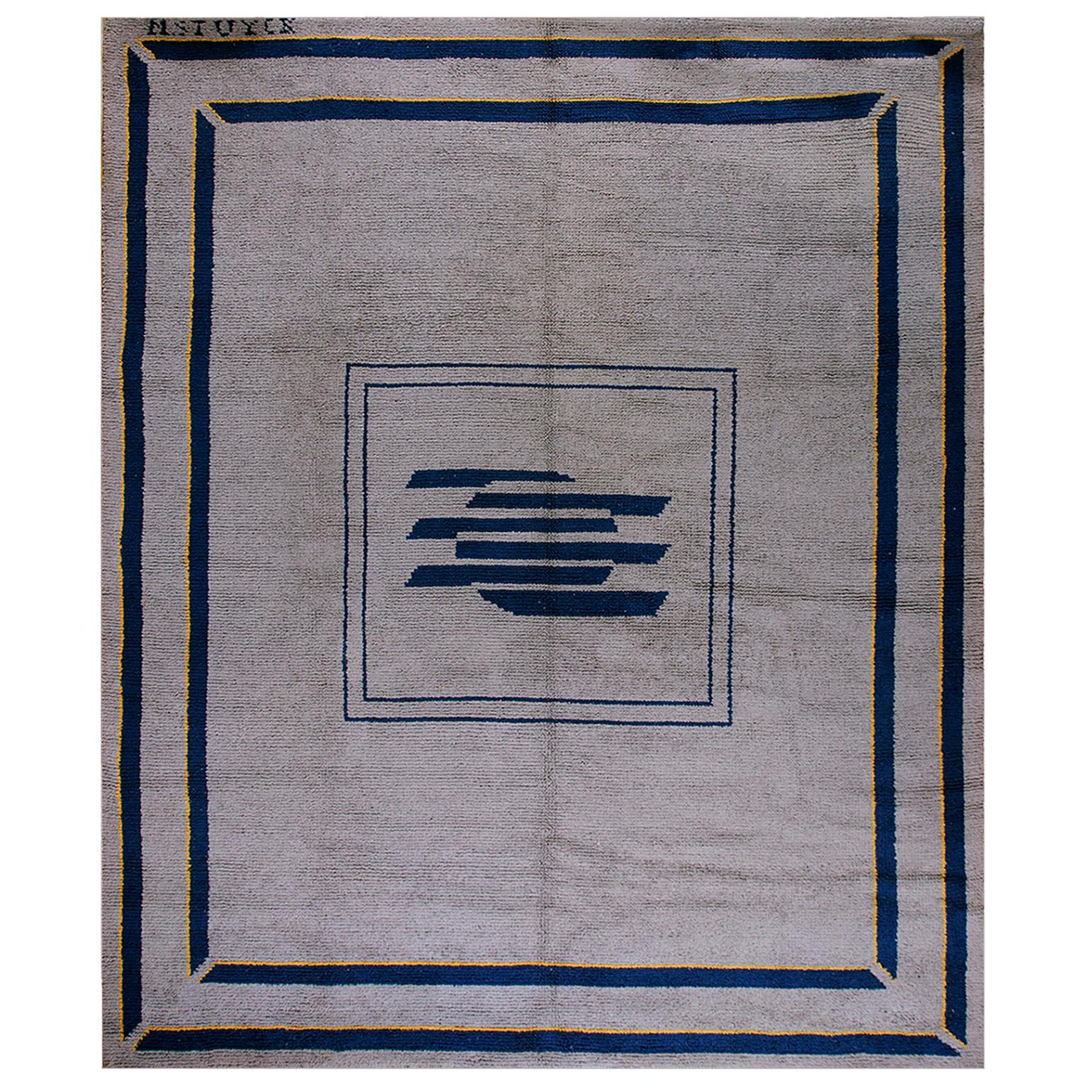 Spanischer Art-déco-Teppich des frühen 20. Jahrhunderts ( 11'10" x 14'3" - 360 x 435") im Angebot