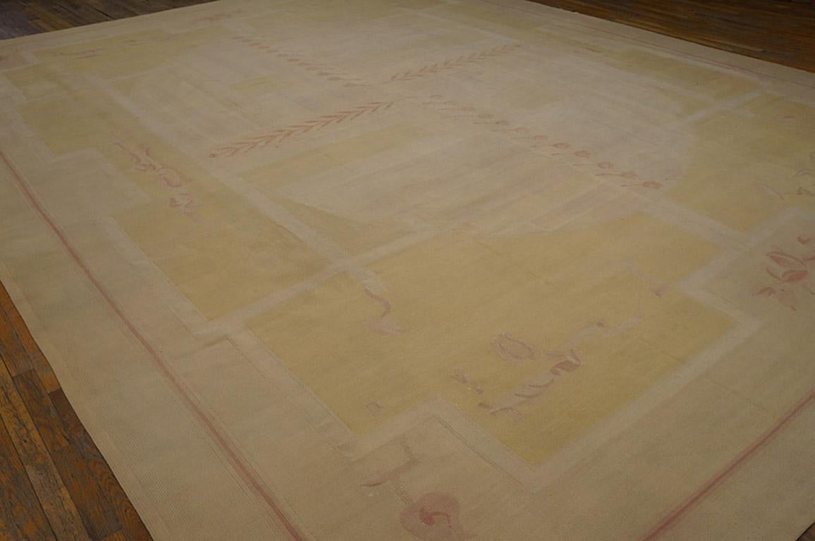 1930s French Art Deco Aubusson Carpet ( 12'10