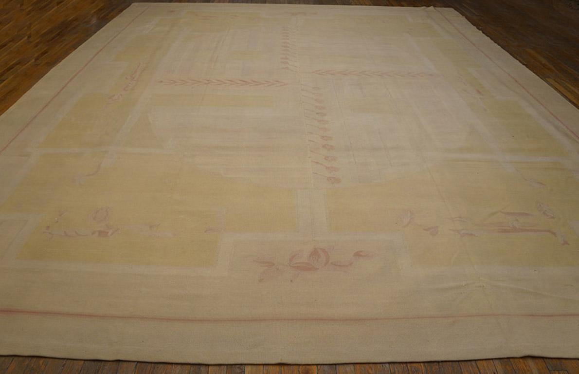Hand-Woven 1930s French Art Deco Aubusson Carpet ( 12'10