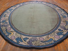 Artistic Sage Green Color Antique English Art Deco Rug Designed by Noel Simmons
