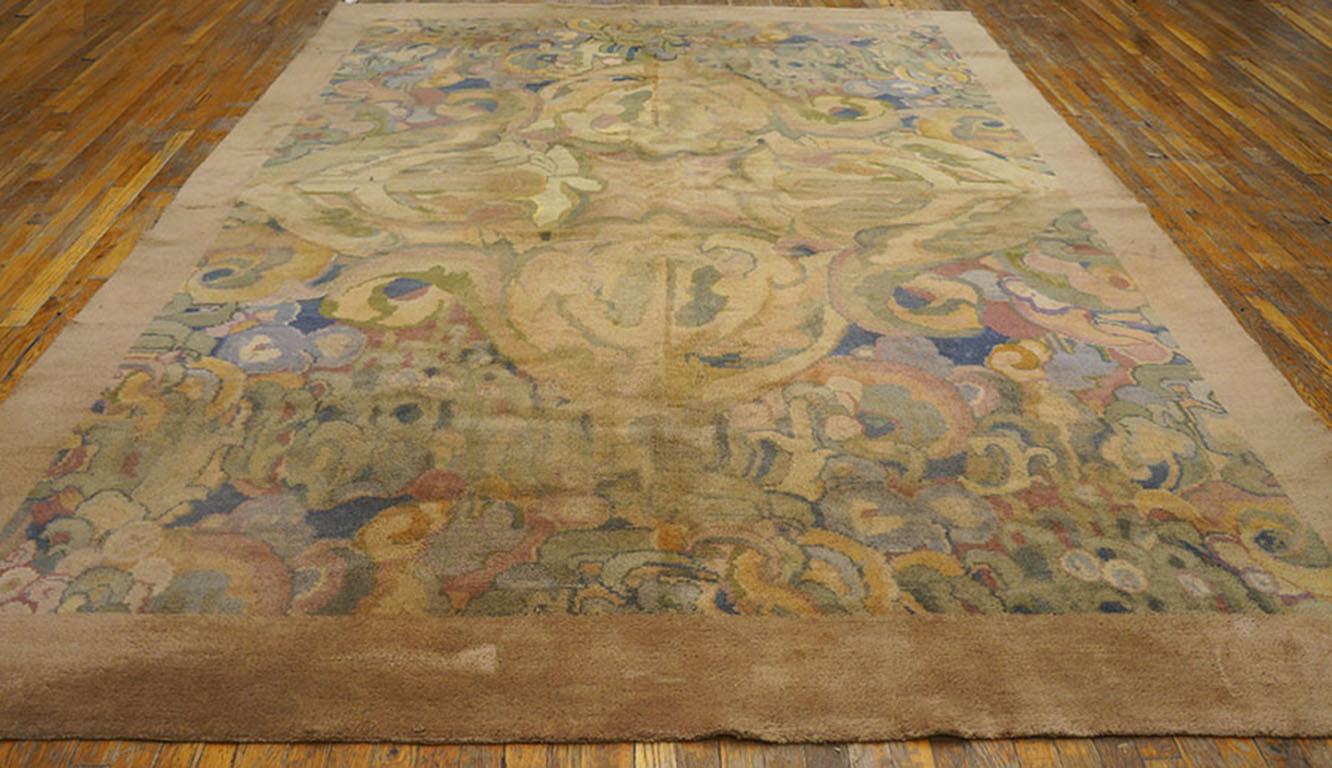 Hand-Knotted 1930s English Art Deco Carpet By Frank Brangwyn ( 8'8
