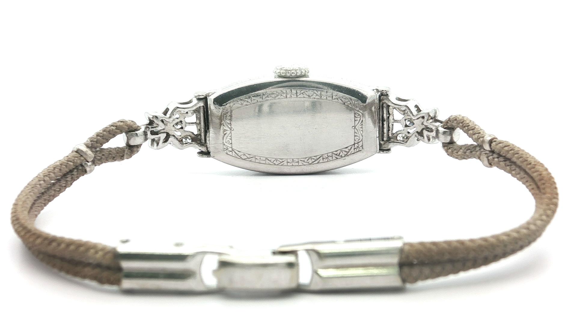 Antike Art Deco Fancy Gubelin Platin & 1,58ctw Diamond Wrist Watch & Gray COR im Angebot 6