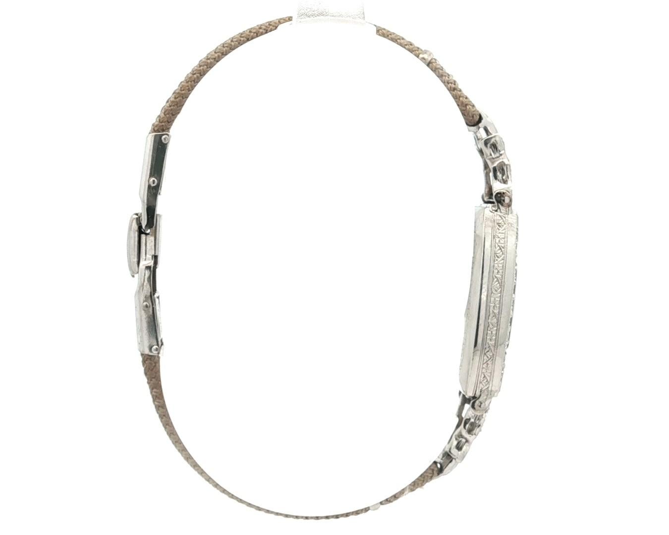 Antike Art Deco Fancy Gubelin Platin & 1,58ctw Diamond Wrist Watch & Gray COR im Angebot 1