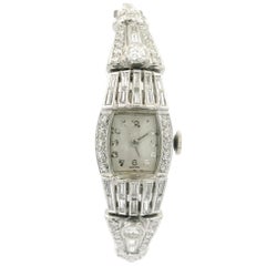 Antico orologio Art Deco Fancy Platinum 1.85ctw Old Round & Baguette Cut Diamond B
