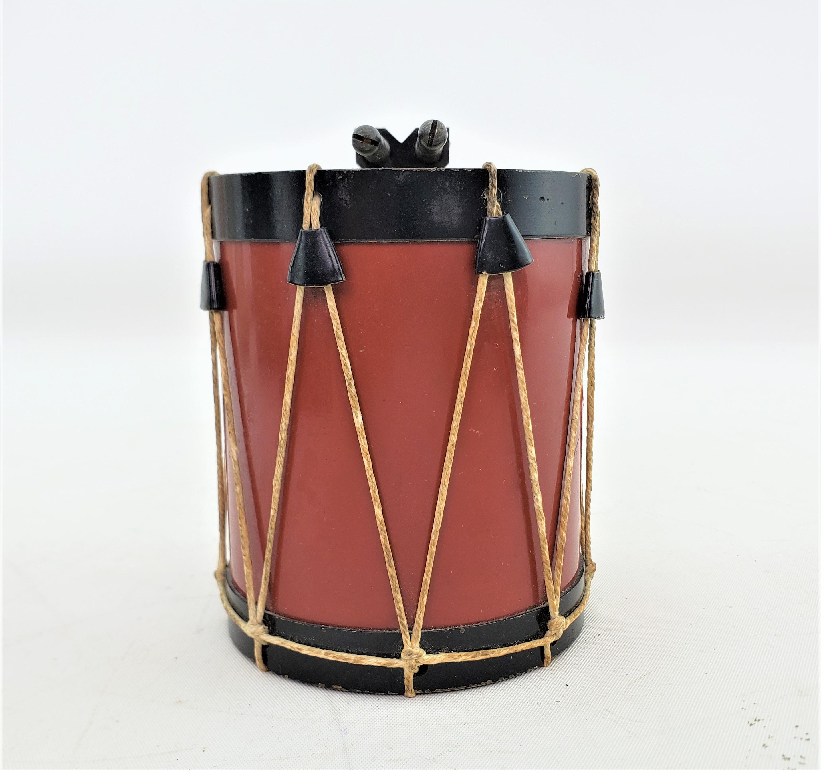 Machine-Made Antique Art Deco Figural Marching Band Drum & Drumsticks Cigarette Table Lighter For Sale