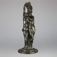 Antique Art Deco Figural Paul Herzel Bronzed Clad Sculptural Lamp Base, c1930