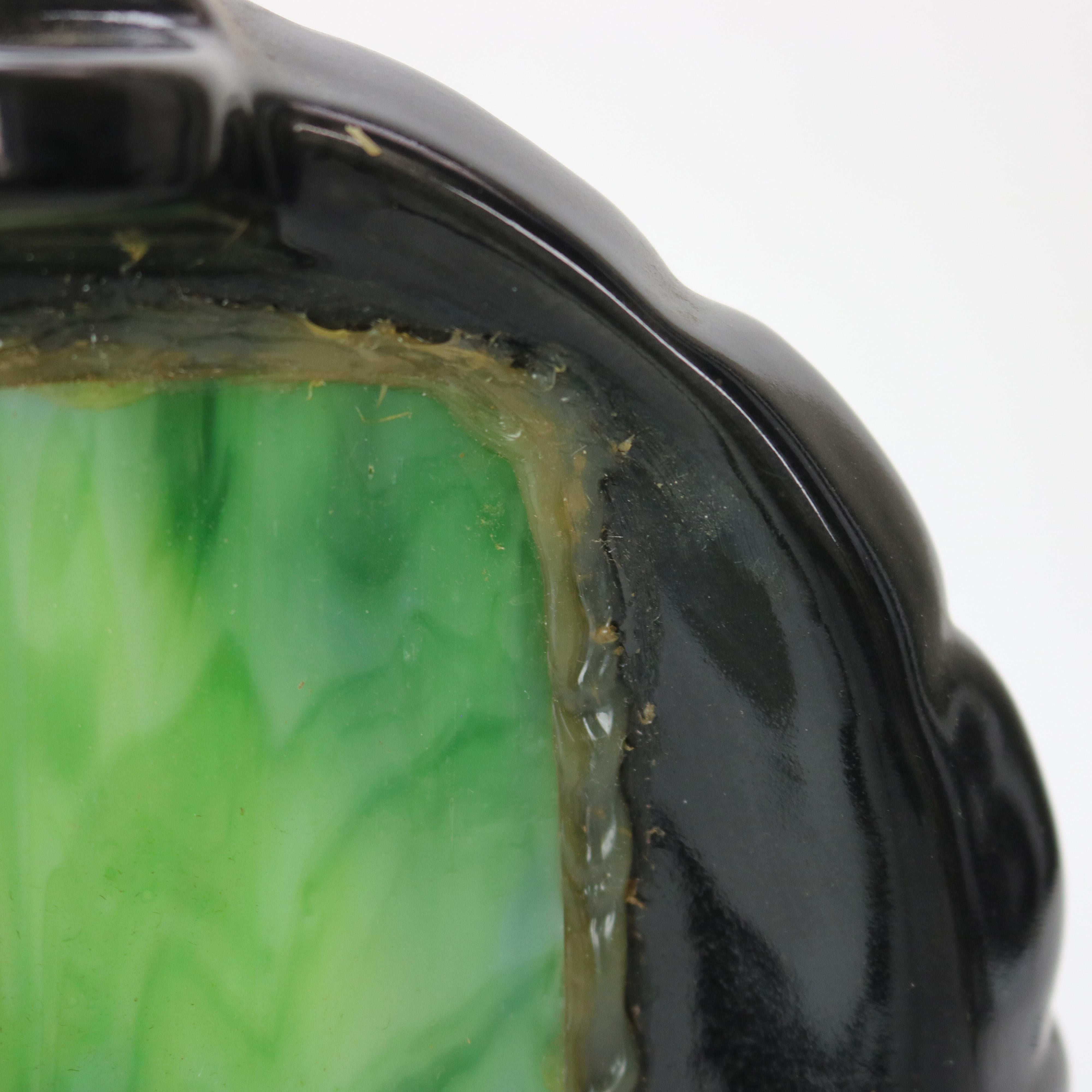 Lampe de table ancienne Art Deco Figural Pottery and Slag Glass C1930 en vente 4