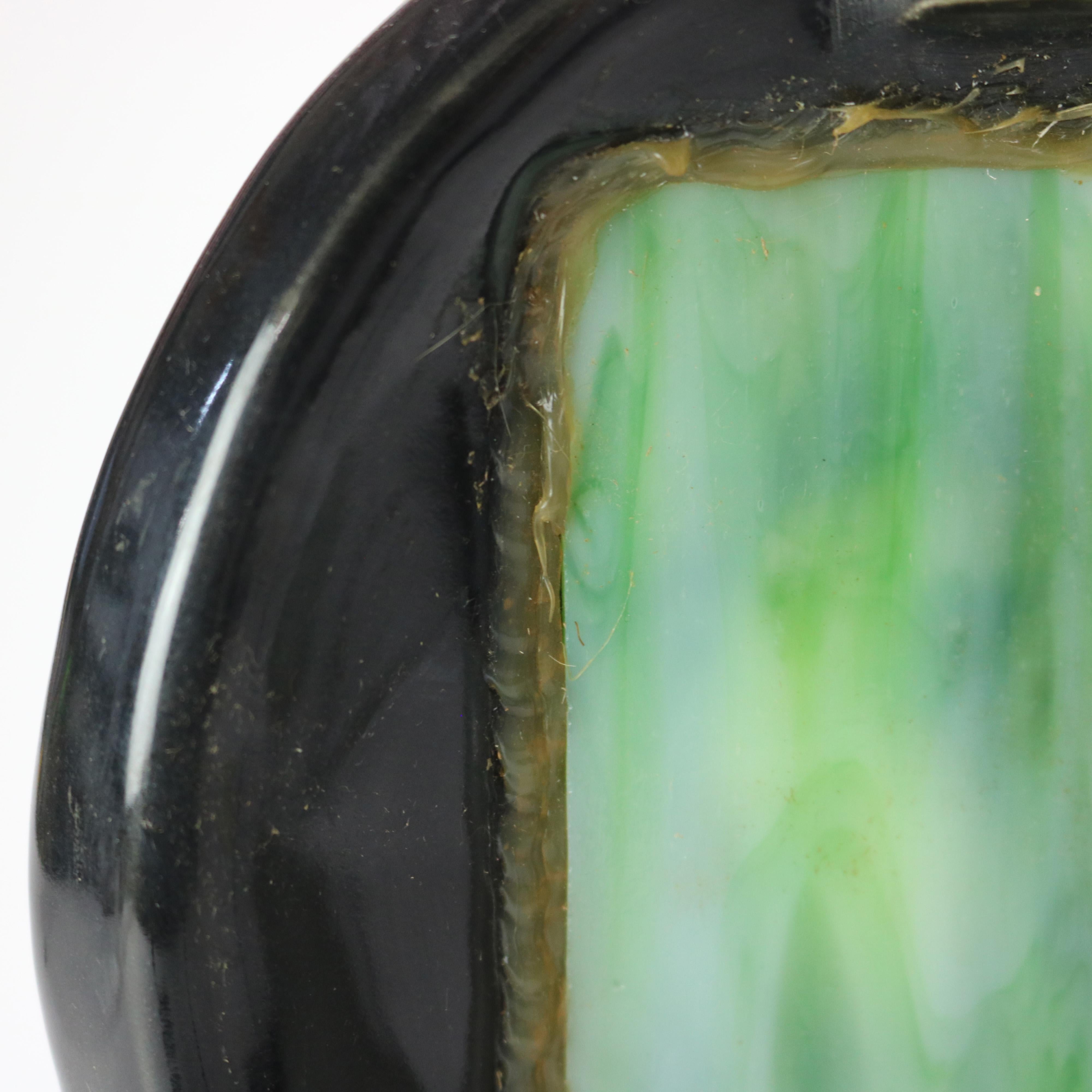 Lampe de table ancienne Art Deco Figural Pottery and Slag Glass C1930 en vente 5