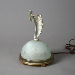 Antique Art Deco Figural Woman Half Moon Night Light Circa 1930