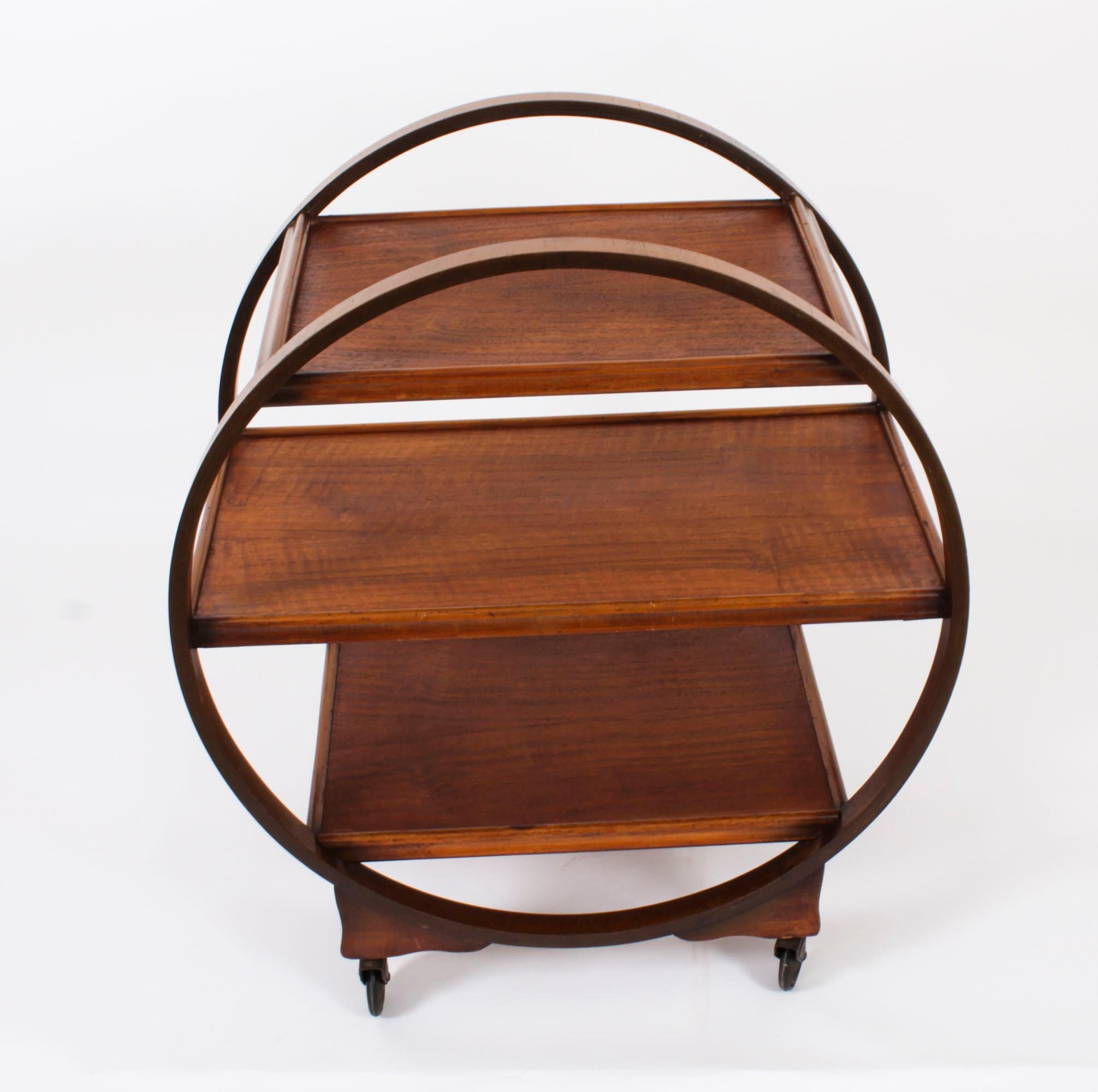 Antique Art Deco Figured Walnut Serving Trolley c.1920 20th Century  In Good Condition For Sale In London, GB