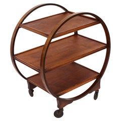 Antique Art Deco Figured Walnut Serving Trolley c.1920 20th Century