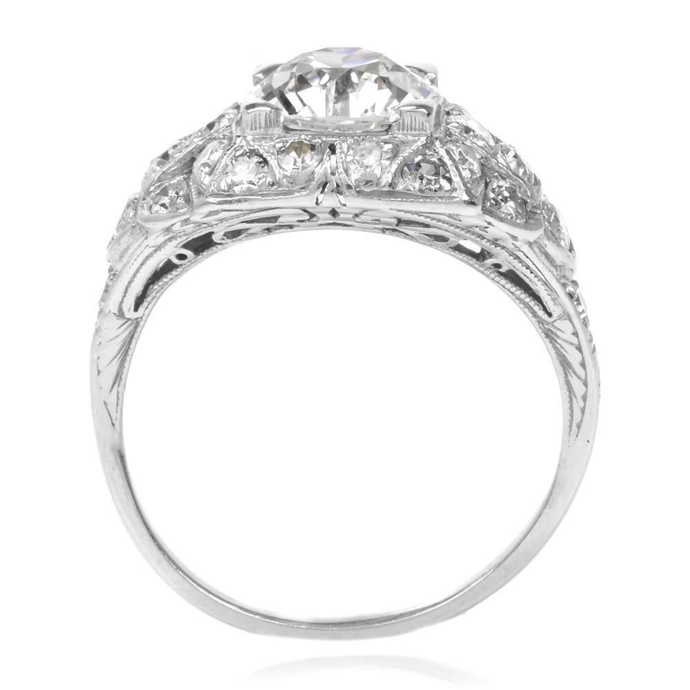 Antique Art Deco Filigree Diamond Platinum Engagement Ring 1