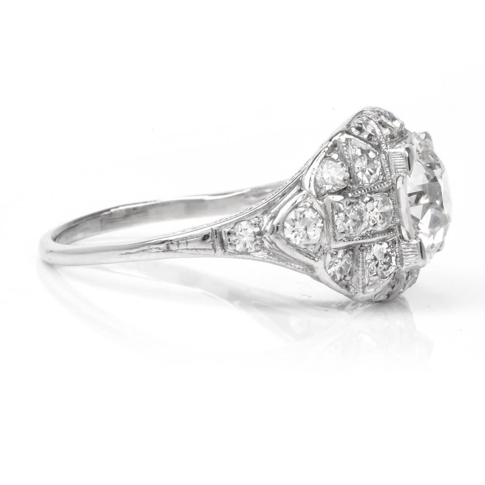 Antique Art Deco Filigree Diamond Platinum Engagement Ring 4