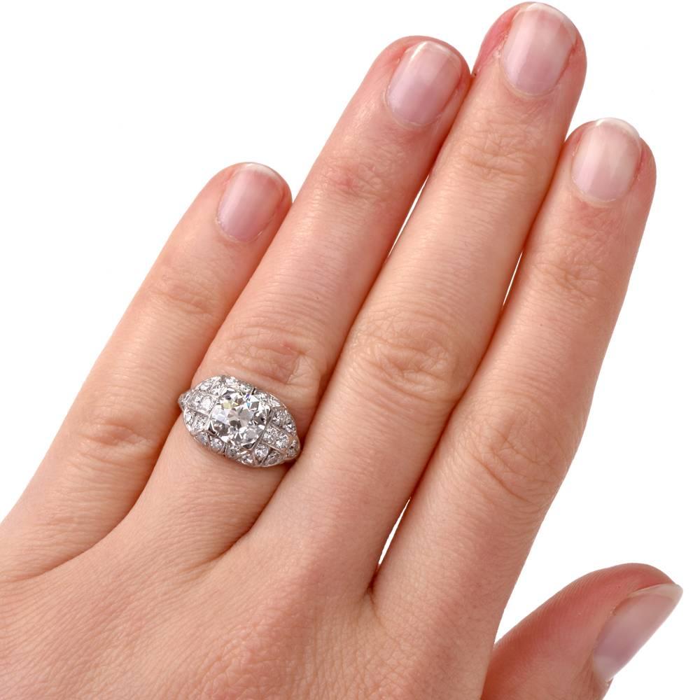 Antique Art Deco Filigree Diamond Platinum Engagement Ring 3