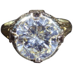 Antique Art Deco Filigree Engagement Ring Set with GIA Graded 4.63 Carat Diamond