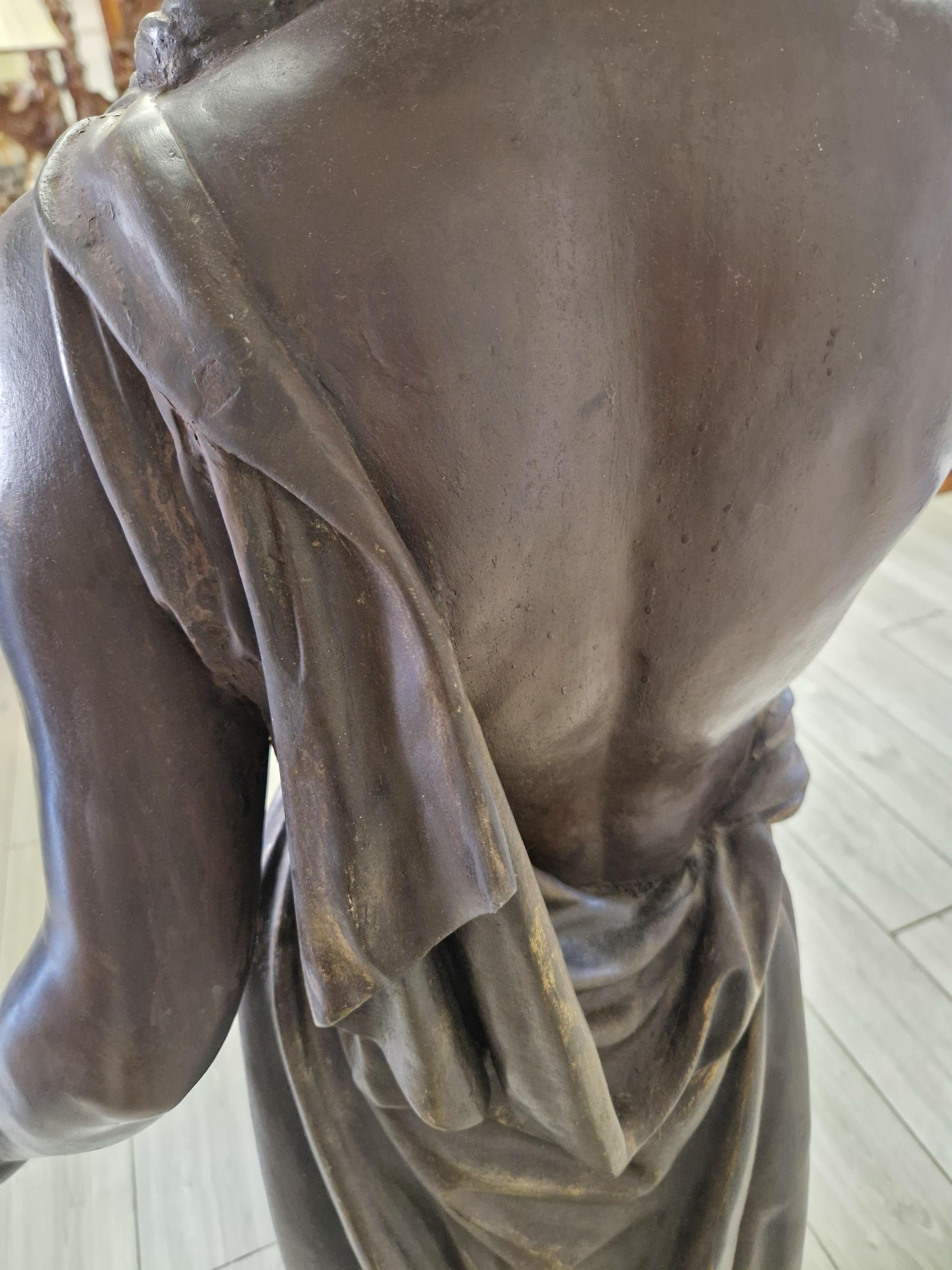 Antike Art Deco Stehlampe Lebensgröße weibliche Skulptur im Angebot 5