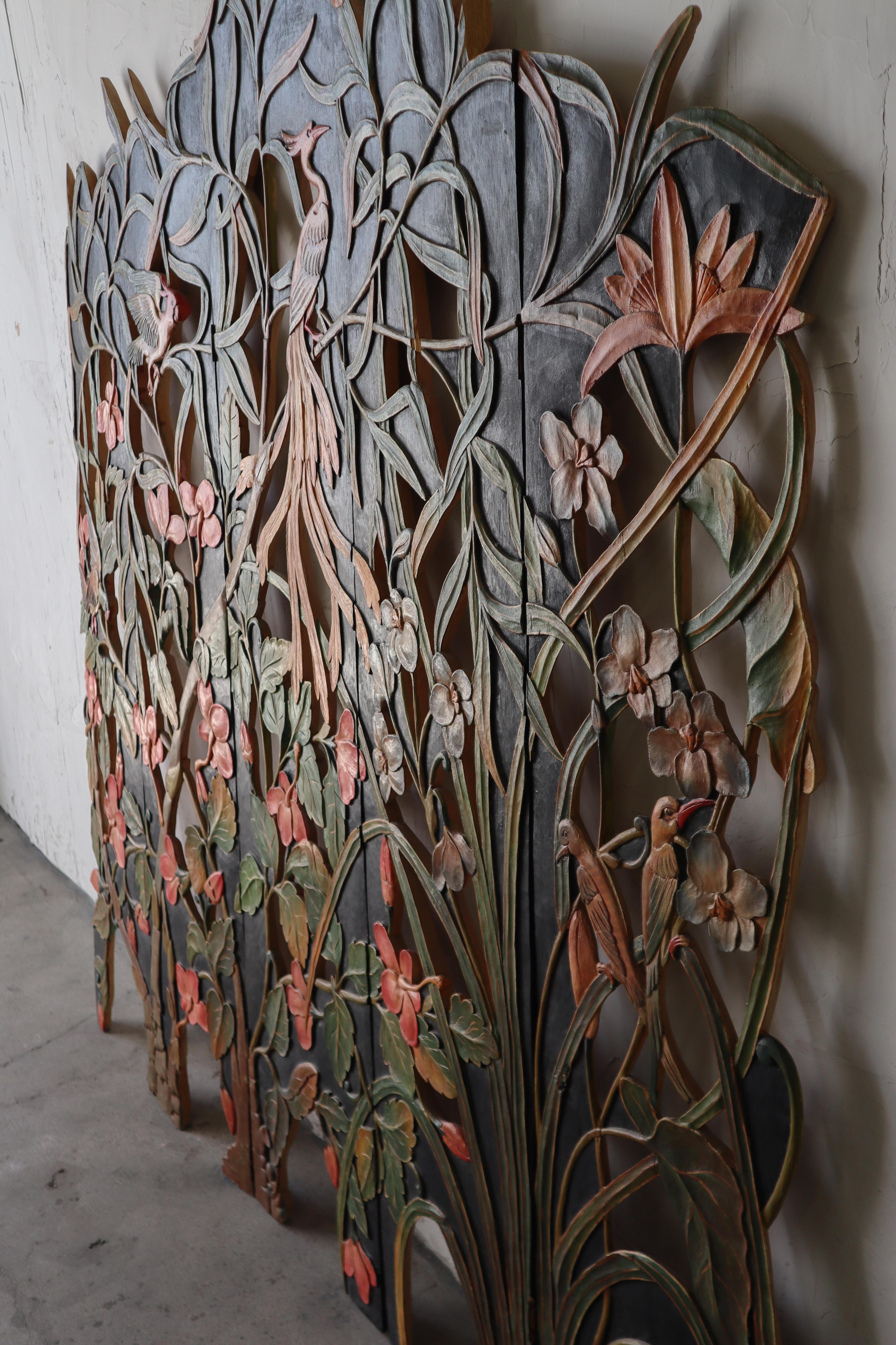 Antique Art Deco Floral Screen In Good Condition In Las Vegas, NV