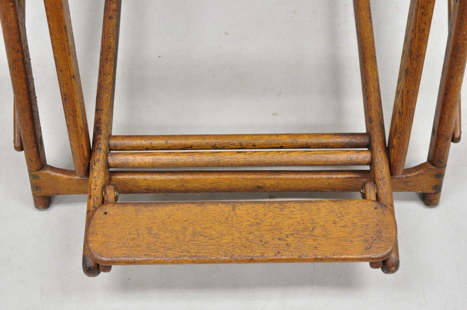 Antique Art Deco Folding Oak Wood Steamer Ship Reclining Deck Chair by Lloyd's For Sale 5